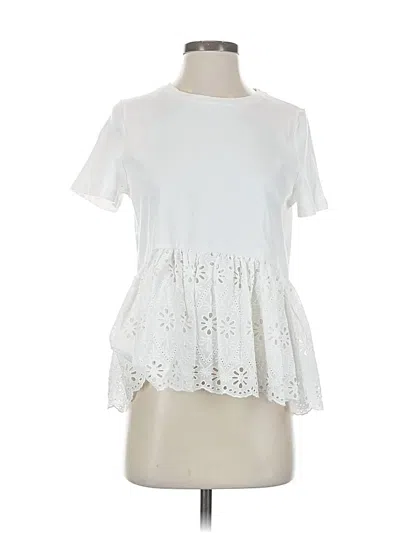 Pre-owned Broome Street Kate Spade New York Short Sleeve Top White Sweetheart Neckline Tops