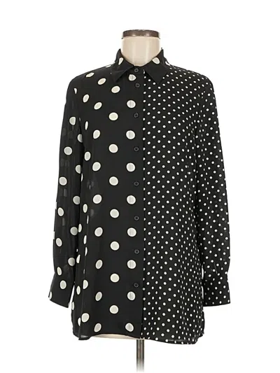 Pre-owned Anne Klein Long Sleeve Blouse In Black