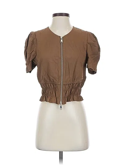 Wdny Short Sleeve Top Brown Sweetheart Neckline Tops In Brown