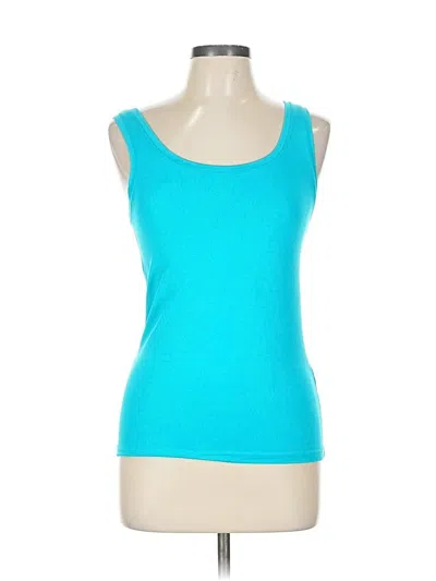 Pre-owned Karen Kane Tank Top Teal Strapless Neckline Tops In Blue