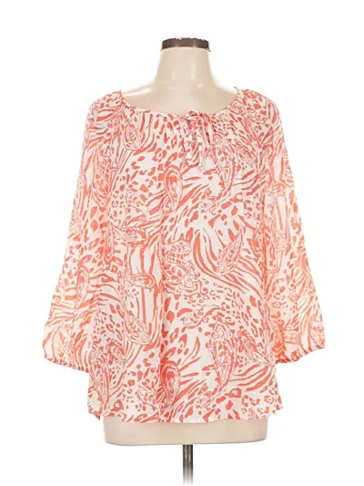 Pre-owned Fred David 3/4 Sleeve Blouse In Orange