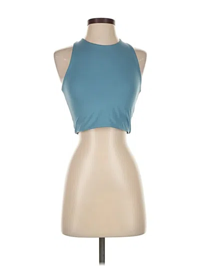 Pre-owned Girlfriend Collective Tank Top Teal Halter Neckline Tops In Blue