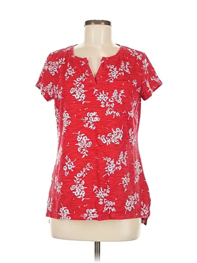 Pre-owned Liz Claiborne Short Sleeve Henley Shirt In Red