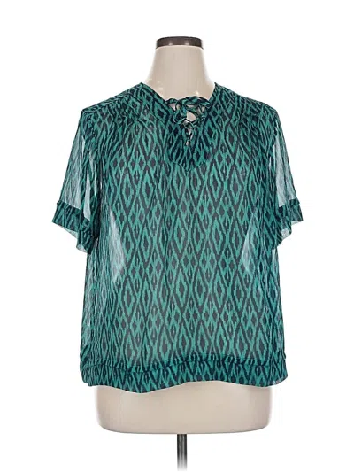 Pre-owned Banana Republic Factory Store Short Sleeve Blouse In Blue