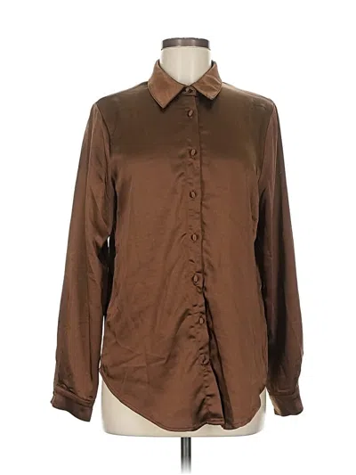 Pre-owned Princess Polly Long Sleeve Blouse In Brown
