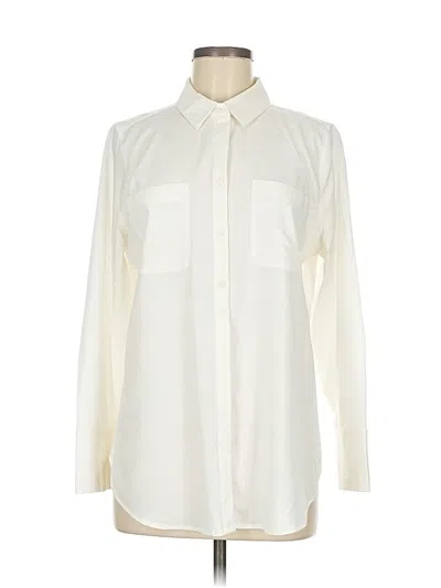 Pre-owned Chico's Long Sleeve Button Down Shirt In White