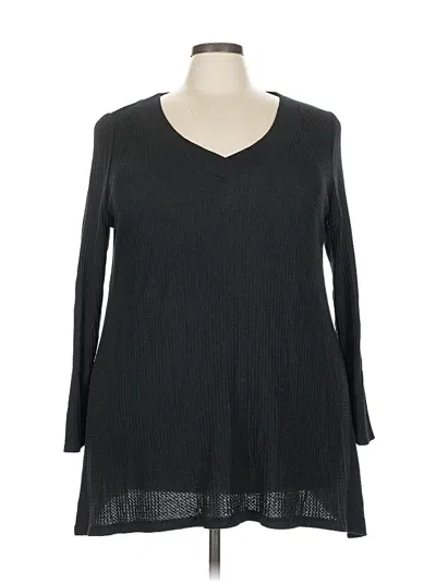 Pre-owned Lane Bryant 3/4 Sleeve T-shirt In Black