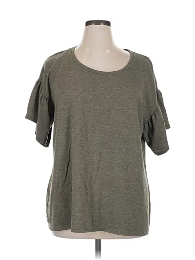 Pre-owned Evri Short Sleeve Top Gray Cold Shoulder Neckline Tops