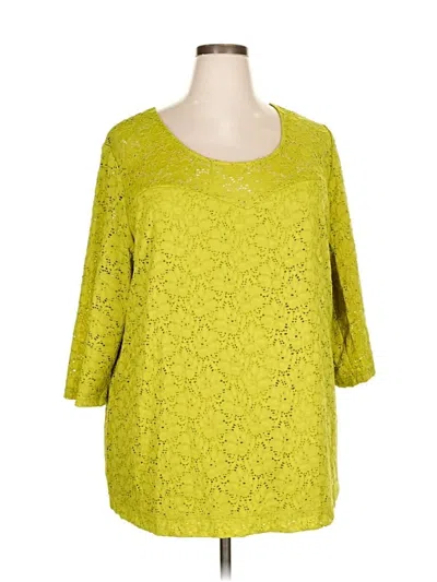 Pre-owned Jessica London 3/4 Sleeve Top Green Boatneck Tops