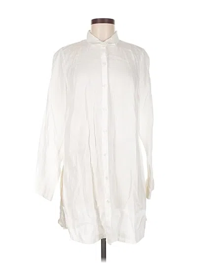 Pre-owned Jjill 3/4 Sleeve Button Down Shirt In White