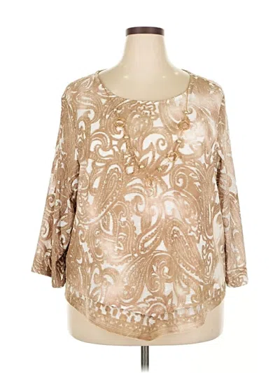 Pre-owned Alfred Dunner 3/4 Sleeve Blouse In Brown