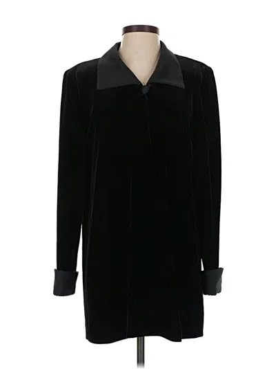 Pre-owned Alex Evenings Long Sleeve Top Black Collared Neckline Tops