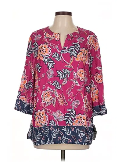 Pre-owned Charter Club 3/4 Sleeve Blouse In Pink