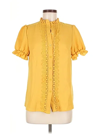 Pre-owned Unbranded Short Sleeve Blouse In Yellow