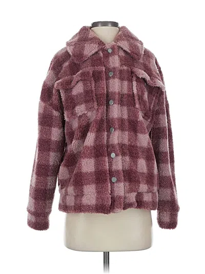 Pre-owned Beach Riot Faux Fur Jacket In Burgundy