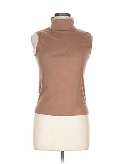 Pre-owned Michael Stars Sleeveless Top Brown Turtleneck Tops