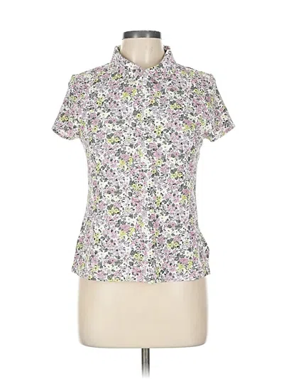 Pre-owned Lands' End Short Sleeve Blouse In White