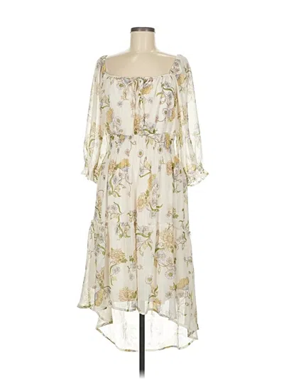 Pre-owned Fig And Flower Casual Dress In White