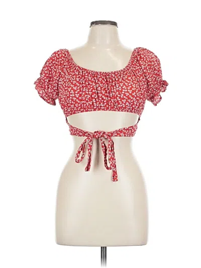 Pre-owned Unbranded Short Sleeve Blouse In Red