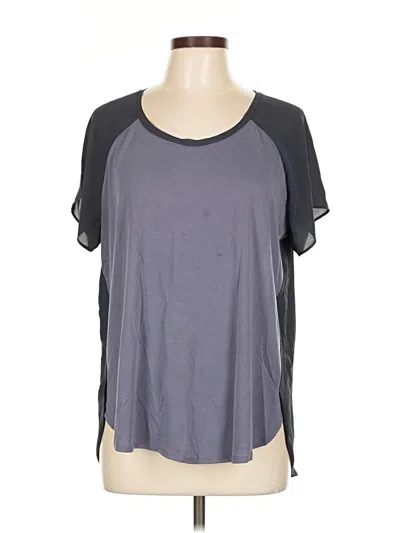 Pre-owned Simply Vera Vera Wang Short Sleeve Top Gray Color Block Pattern Cold Shoulder Neckline Tops