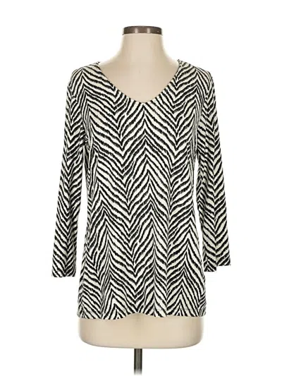 Pre-owned Susan Graver 3/4 Sleeve T-shirt In White