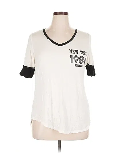 Pre-owned Joe Boxer Short Sleeve Top Ivory V Neck Tops In White