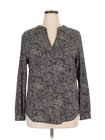 Pre-owned Anne Klein Long Sleeve Blouse In Gray