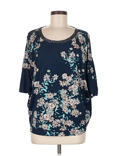 Pre-owned Nine West 3/4 Sleeve Top Blue Boatneck Tops