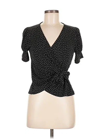 Pre-owned All In Favor Short Sleeve Blouse In Black