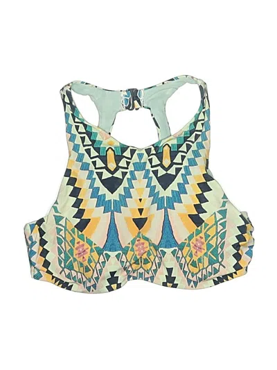 Pre-owned Athleta Swimsuit Top Teal Swimwear In Blue