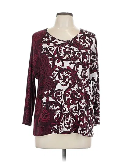 Pre-owned Easywear By Chico's 3/4 Sleeve Blouse In Burgundy