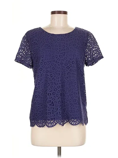 Pre-owned J.crew Factory Store Short Sleeve Top Blue Keyhole Neckline Tops