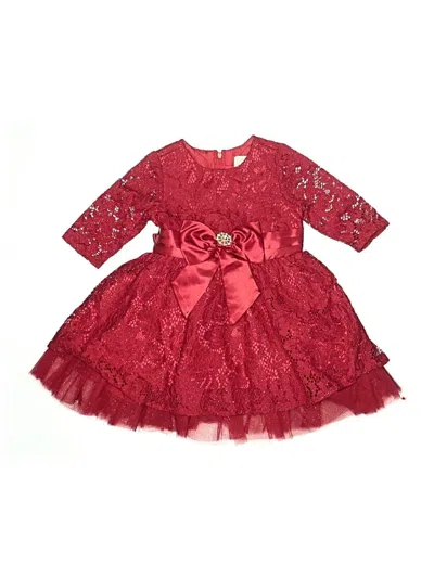 Pre-owned Rare Editions Babies' Dress In Burgundy