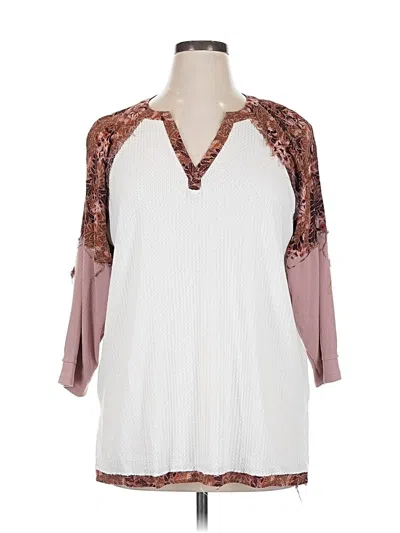 Pre-owned Cato 3/4 Sleeve Blouse In White