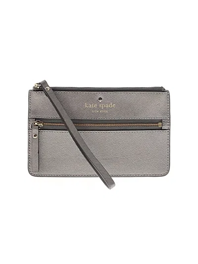 Pre-owned Kate Spade New York Leather Wristlet In Gray