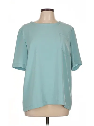 Pre-owned St John Short Sleeve Blouse In Blue