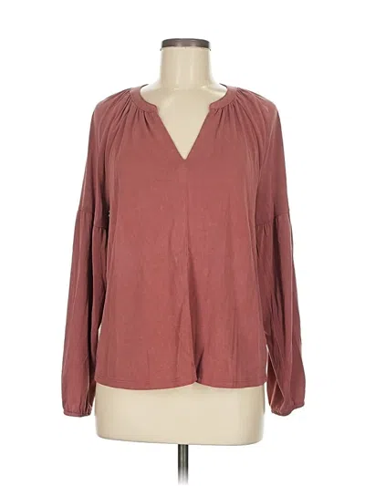 Pre-owned Lucky Brand Long Sleeve Blouse In Burgundy