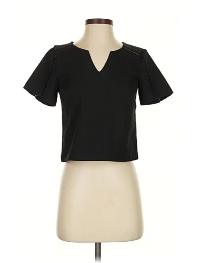 Pre-owned Nanette Lepore Short Sleeve Top Black Keyhole Neckline Tops