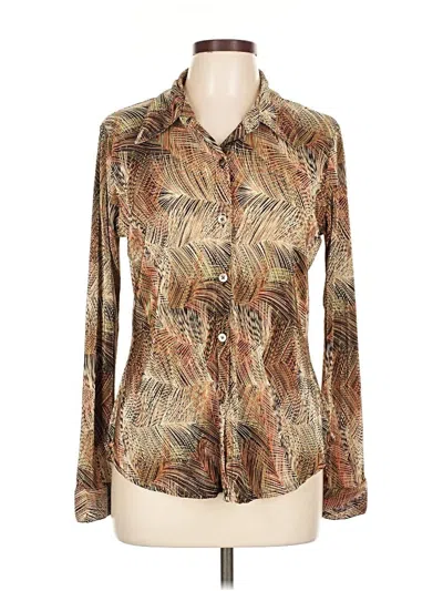 Pre-owned Karen Kane Long Sleeve Blouse In Brown