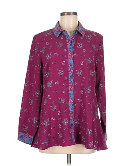 Pre-owned Isaac Mizrahi Live Long Sleeve Blouse In Burgundy