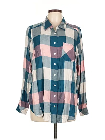 Pre-owned Torrid Long Sleeve Button Down Shirt In Blue