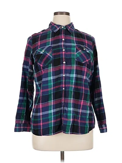 Pre-owned Dressbarn Long Sleeve Button Down Shirt In Blue