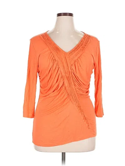 Pre-owned Tribal 3/4 Sleeve Top Orange Sweetheart Neckline Tops