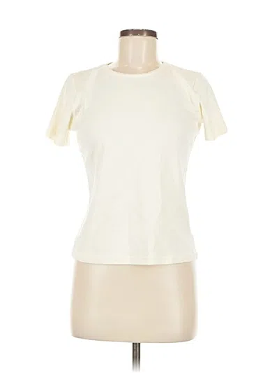 Pre-owned Liz Claiborne Short Sleeve Top Ivory Keyhole Neckline Tops In White