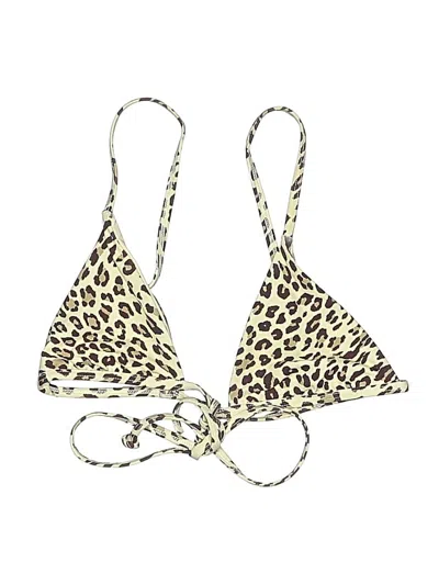 Pre-owned Monday Swimwear Swimsuit Top Gold Animal Print Pattern Swimwear