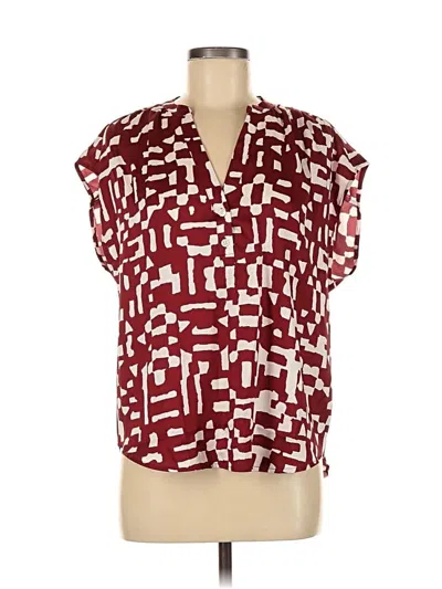 Pre-owned Banana Republic Factory Store Short Sleeve Blouse In Burgundy