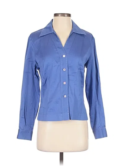 Pre-owned Talbots 3/4 Sleeve Button Down Shirt In Blue