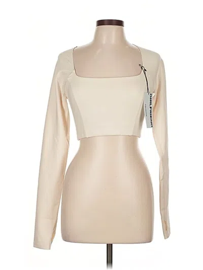 Pre-owned Girlfriend Collective Long Sleeve Top Tan Square Neckline Tops In Brown