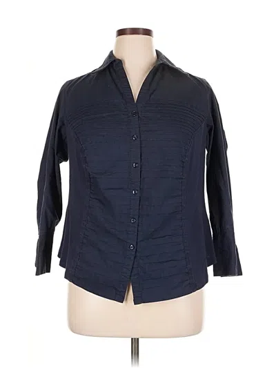 Pre-owned Cj Banks 3/4 Sleeve Button Down Shirt In Blue