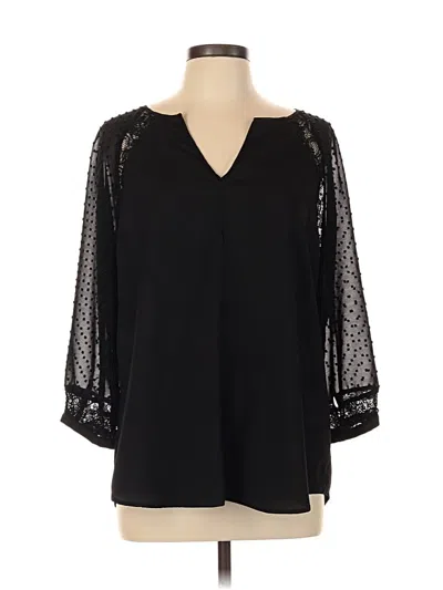 Pre-owned New York And Company 3/4 Sleeve Blouse In Black